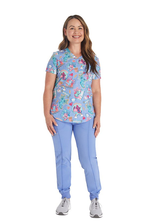 Print Scrub Top Awesome Axolotls