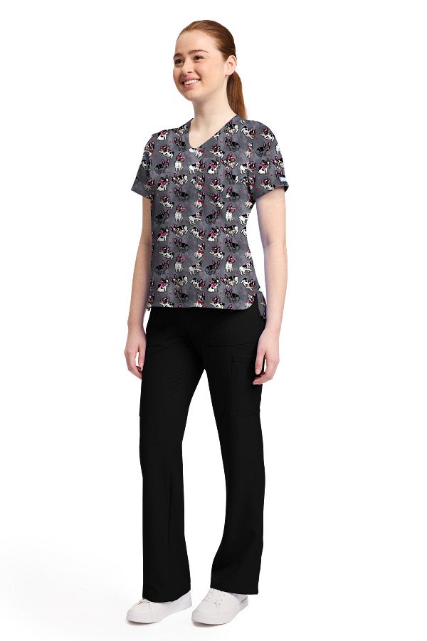 Print Scrub Top Frenchie Kiss