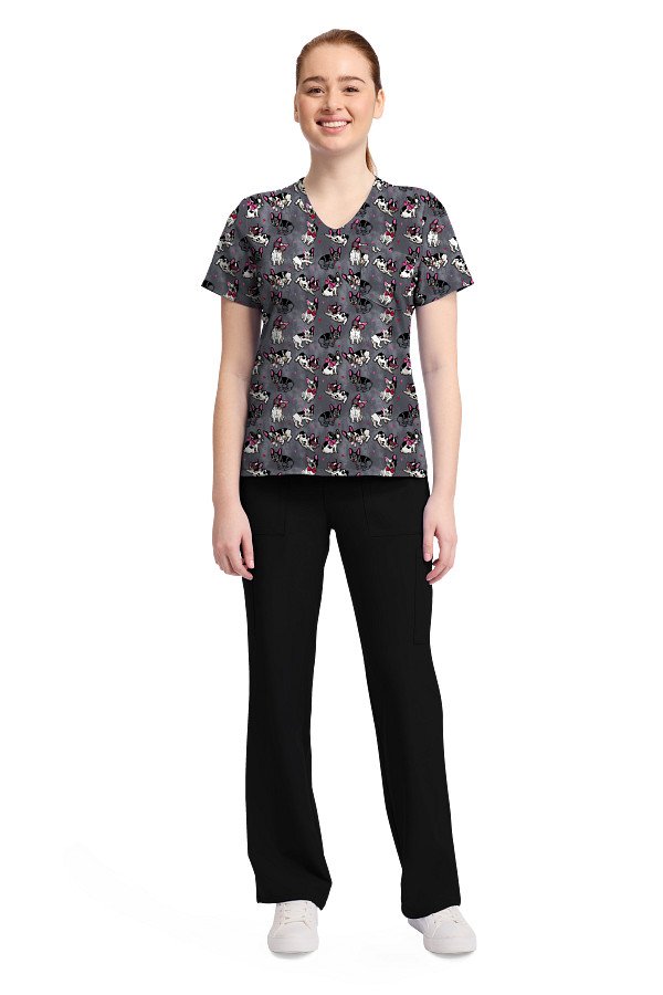 Print Scrub Top Frenchie Kiss