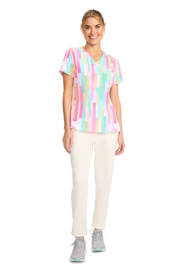 Print Scrub Top Pop Stripes