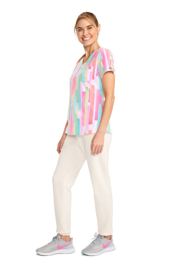 Print Scrub Top Pop Stripes