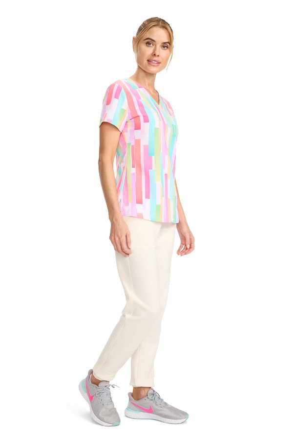 Print Scrub Top Pop Stripes