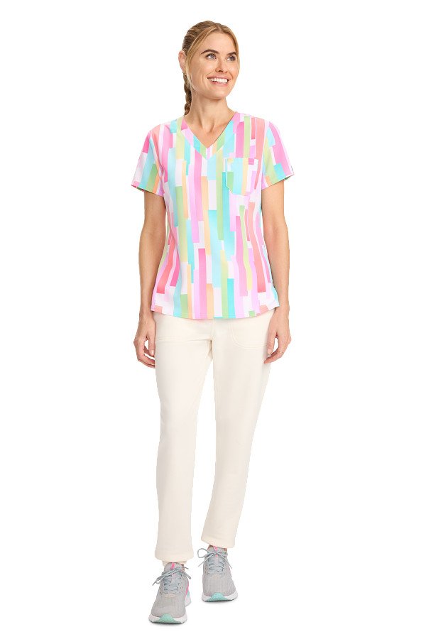 Print Scrub Top Pop Stripes