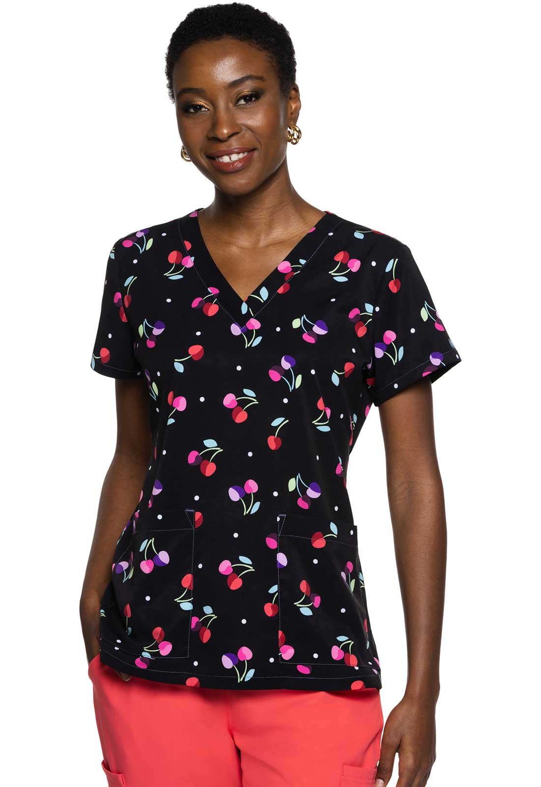 Print Scrub Top Cherry On