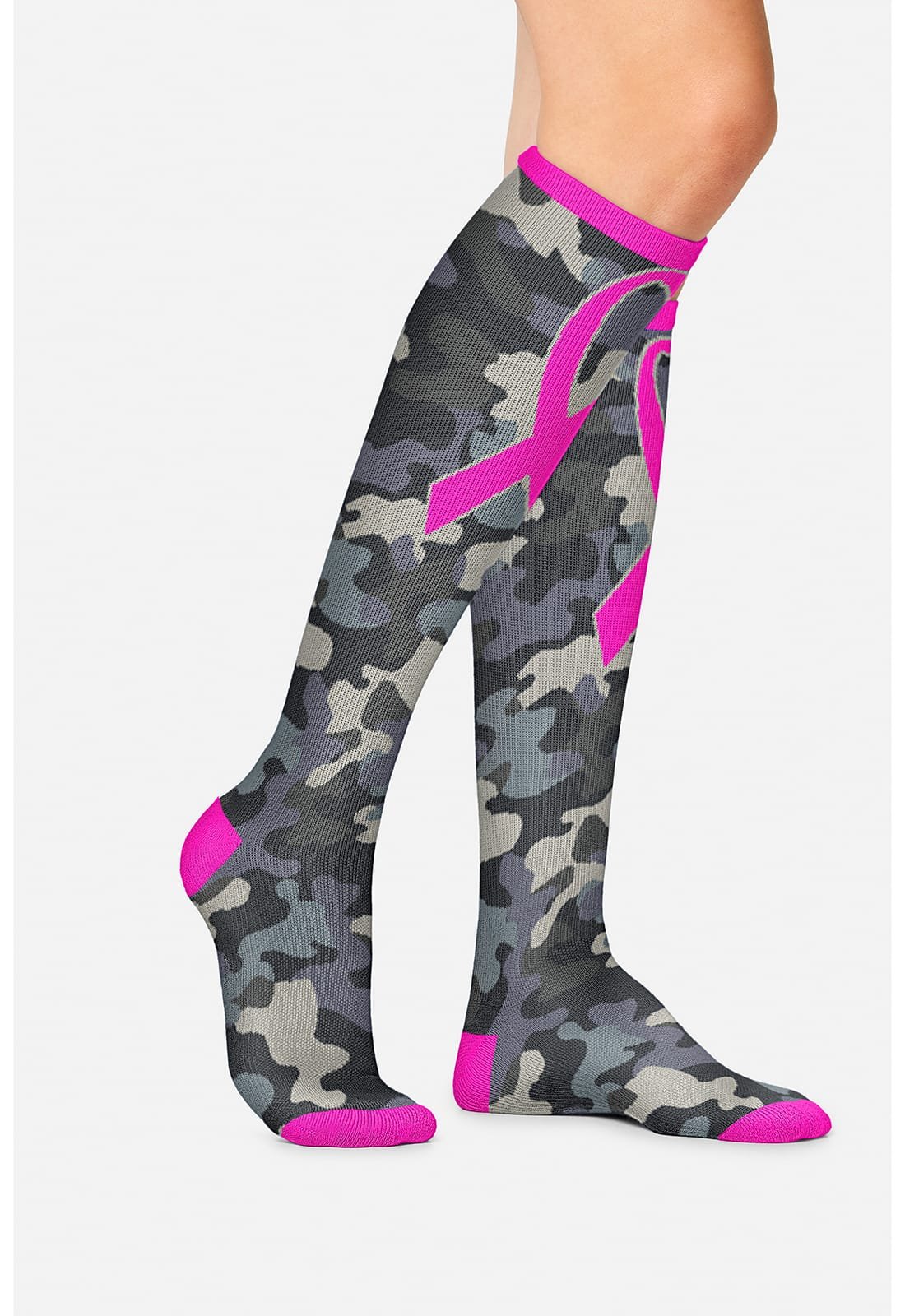 Calcetín de Compresion de 10 a 15 mmHg para Mujer - Camo Pink Ribbon